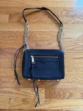 Rebecca Minkoff Black Crossbody Bag withe Gold Chain Strap